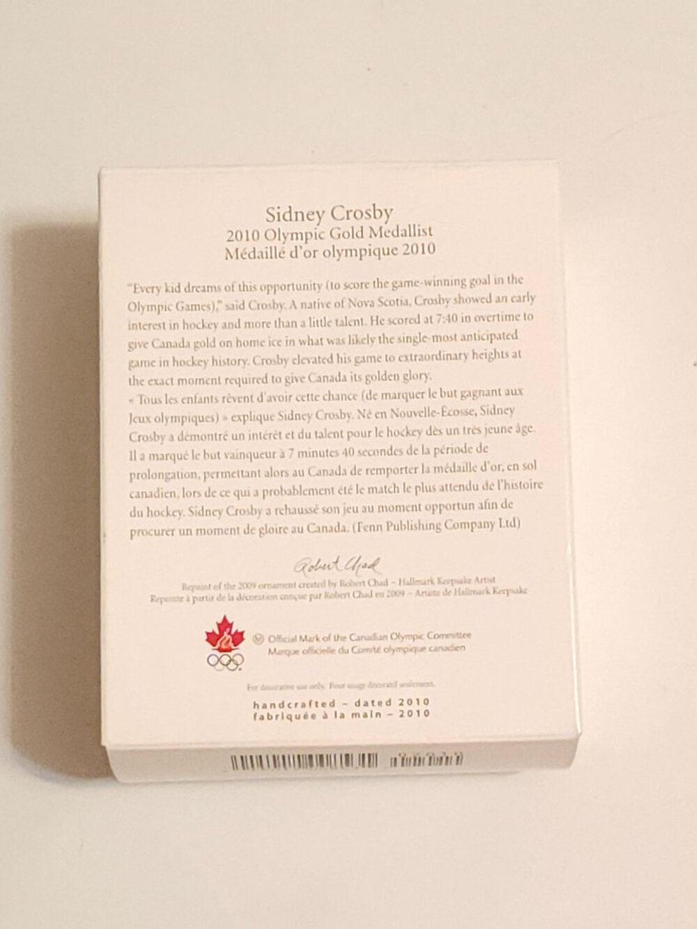 SIDNEY CROSBY HALLMARK 2010 OLYMPIC GOLD MEDALLIST CANADIAN EXCLUSIVE RARE - Picture 5 of 6